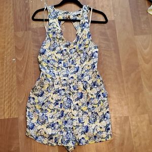 BCBG floral open back romper